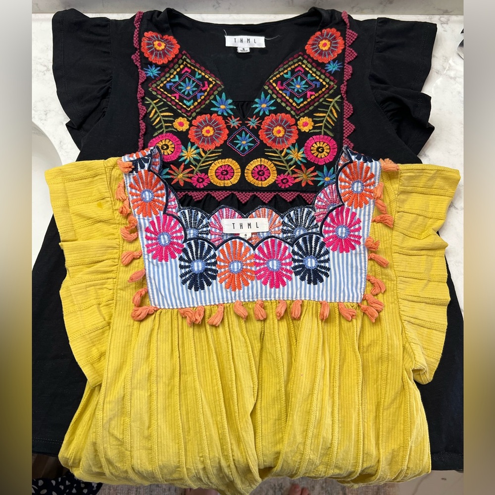 THML Striped Top with Colorful Embroidery Bundle